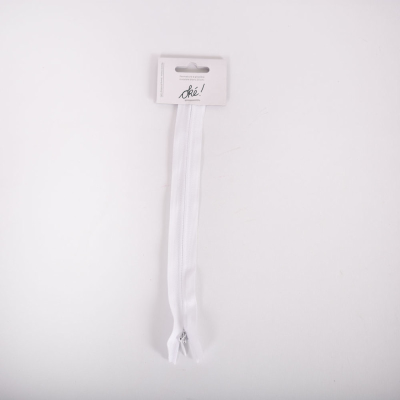 SACHET DE 6 / FERMETURE A GLISSIERE INVISIBLE 20 CM. BLANC